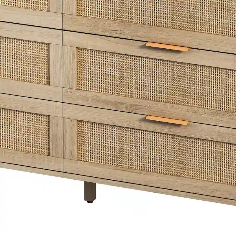 6 Drawers Rattan Storage Cabinet Rattan Drawer,for Bedroom