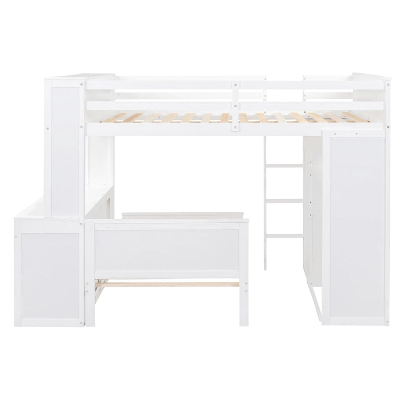 Loft Bed with a Stand-alone bed, Shelves,Desk,and Wardrobe