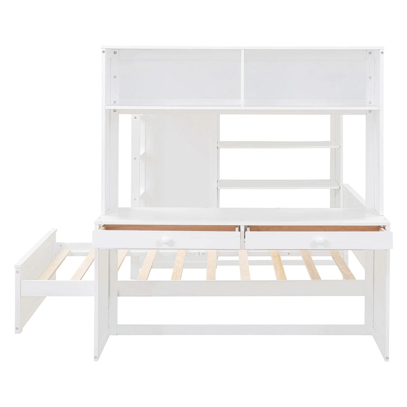 Loft Bed with a Stand-alone bed, Shelves,Desk,and Wardrobe