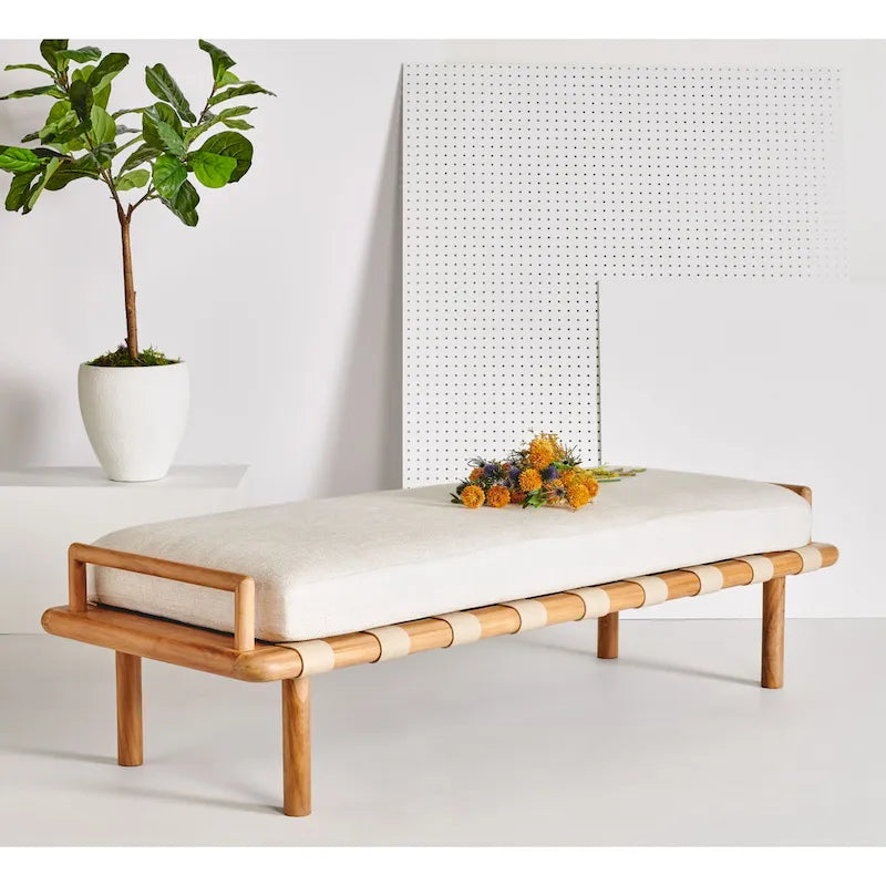 SAFAVIEH Couture Constantine Teak Cushion Bench - 70 W x 25.7 L x 18.5 H
