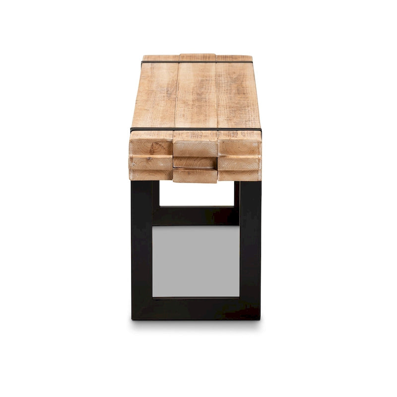 Henson Natural Brown Finished Wood and Black Finished Metal Bench