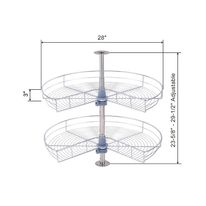 Dowell Lazy Susan 28 Diameter - 270 Degree Double Rack Stainless Steel