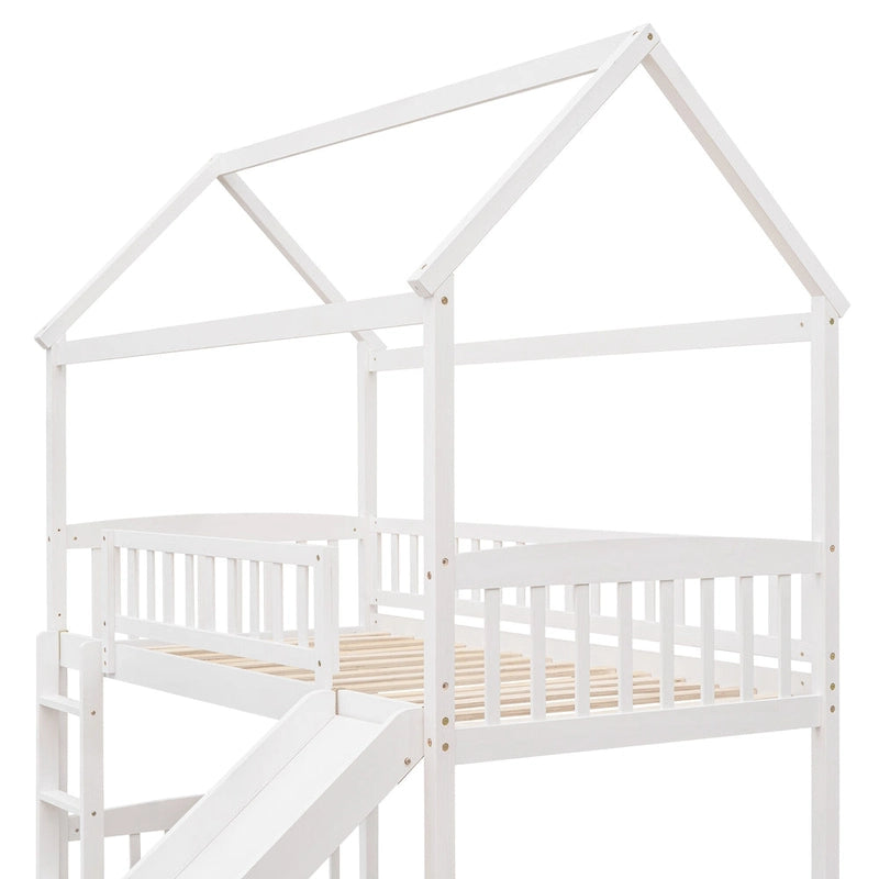 Twin Loft Bed with Slide,House Bed with Slide