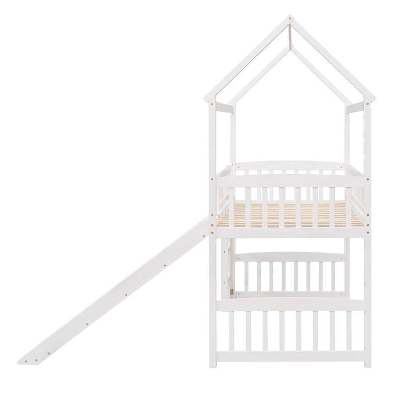 Twin Loft Bed with Slide,House Bed with Slide