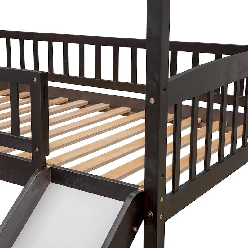 Twin Loft Bed with Slide,House Bed with Slide