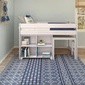Max and Lily Farmhouse Twin-Size Low Loft with 4-Shelf Bookcase and Desk