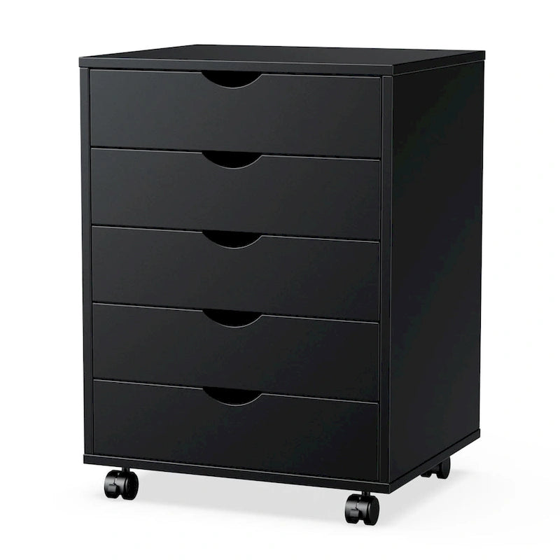 Wood Mobile 5-Drawer File Cabinet