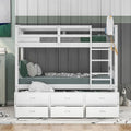 Wood Bunk Bed with Trundle and Drawers