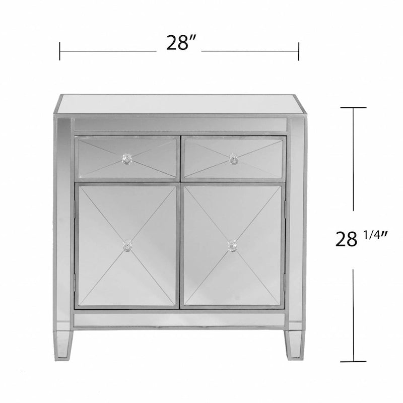 Glamorous Mirrored Bling Two Door Storage Accent Cabinet