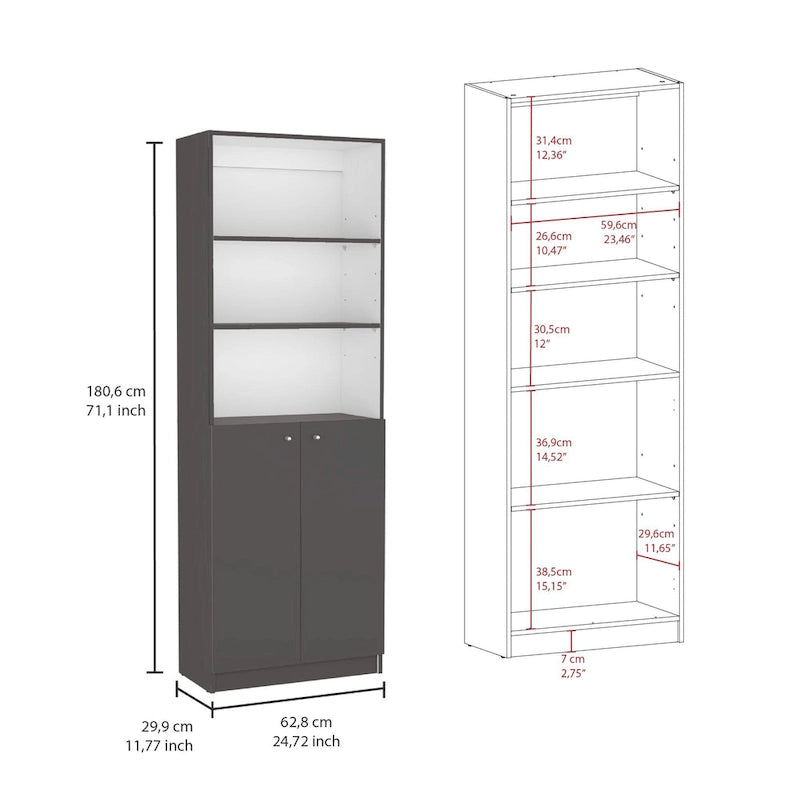 Kenyon 67 Wide 5-Shelf and Cabinet Bookcase Set of 3