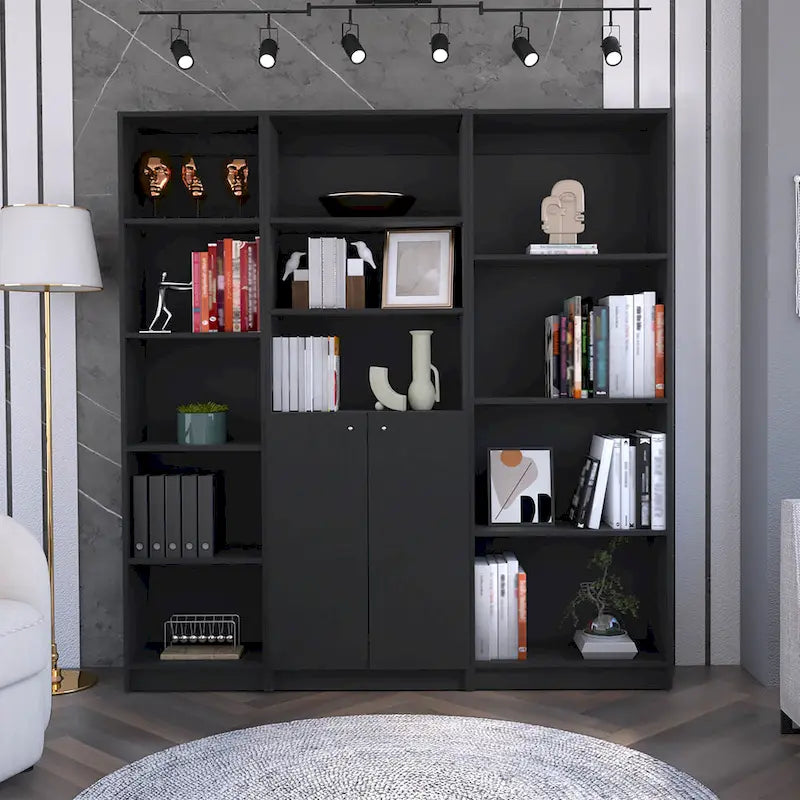 Kenyon 67 Wide 5-Shelf and Cabinet Bookcase Set of 3