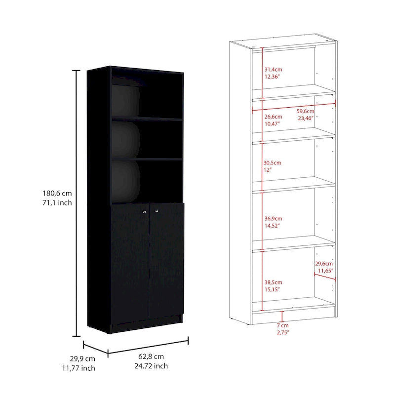 Kenyon 67 Wide 5-Shelf and Cabinet Bookcase Set of 3