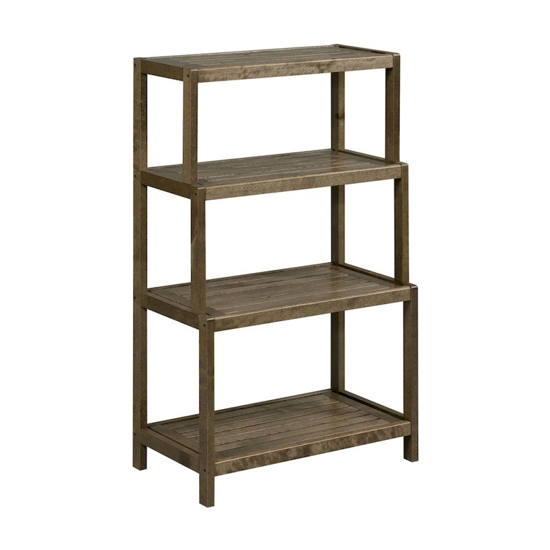 NewRidge Solid Wood Dunnsville 4-Tier Stepback Shelf, Bookcase