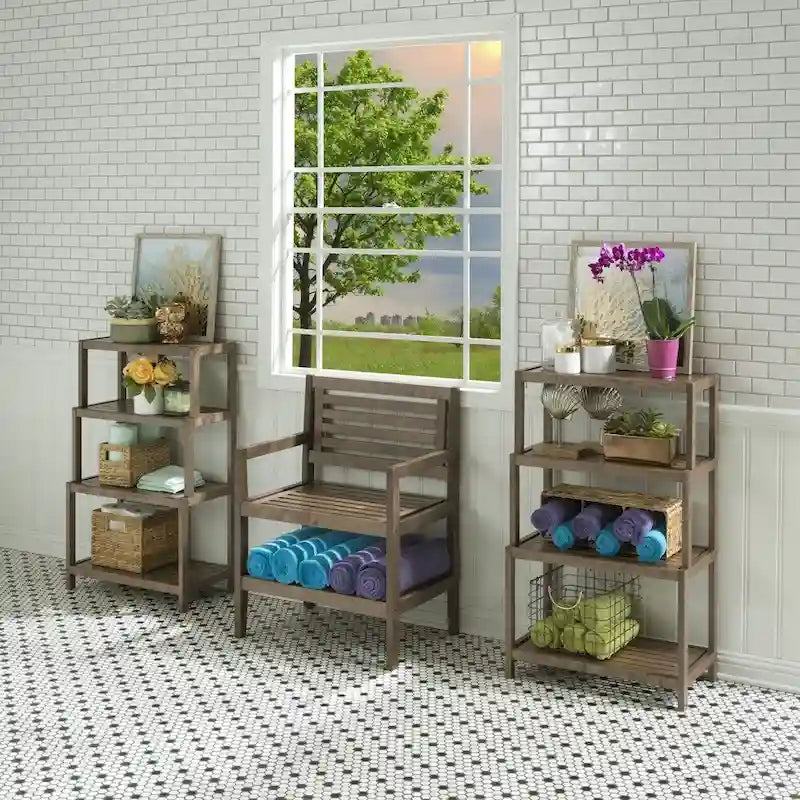 NewRidge Solid Wood Dunnsville 4-Tier Stepback Shelf, Bookcase