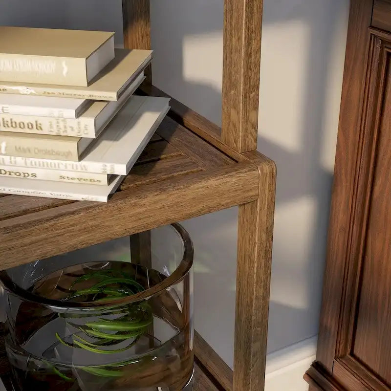 NewRidge Solid Wood Dunnsville 4-Tier Stepback Shelf, Bookcase