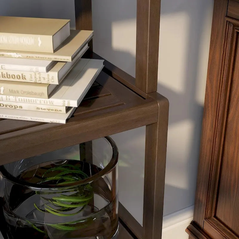 NewRidge Solid Wood Dunnsville 4-Tier Stepback Shelf, Bookcase