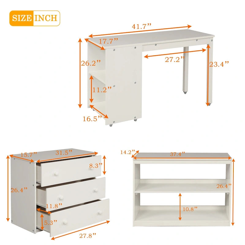 Low Study Twin Loft Bed with Cabinet and Rolling Portable Desk - Espresso
