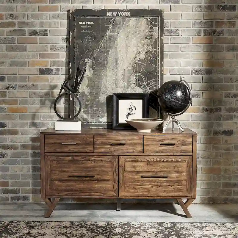 Lennox Weathered Chestnut Credenza Desk