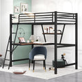 Merax Metal Loft Bed with L-shaped Desk and Shelf