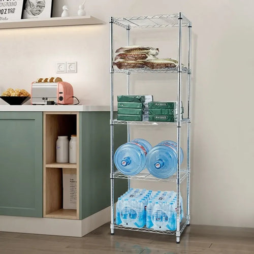 5-Tier Adjustable Steel Wire Shelving Silver