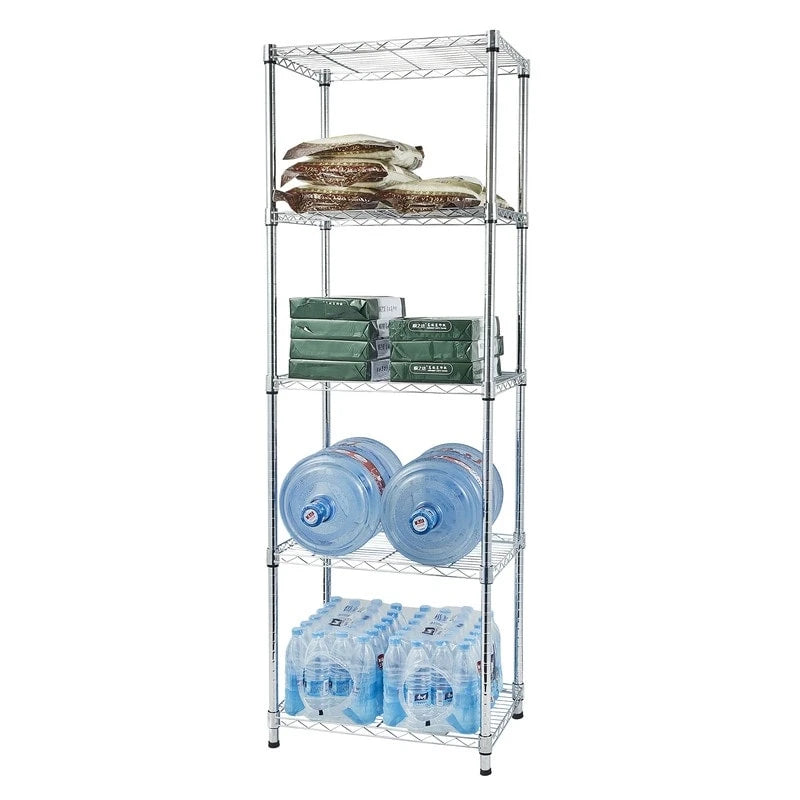 5-Tier Adjustable Steel Wire Shelving Silver