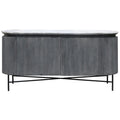 Gemma - Racetrack Sideboard Cabinet with Granite Top and Metal Legs - White and Charcoal Finish