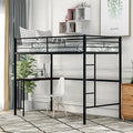 Merax Twin Metal Loft Bed with Desk, Ladder, and Guardrails