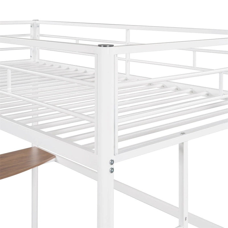 Merax Twin Metal Loft Bed with Desk, Ladder, and Guardrails