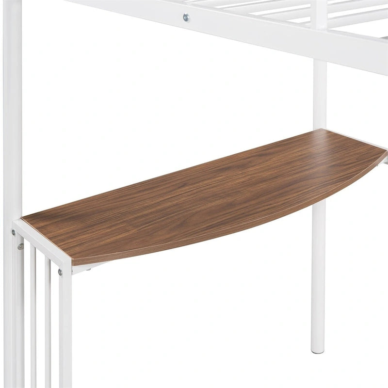 Merax Twin Metal Loft Bed with Desk, Ladder, and Guardrails