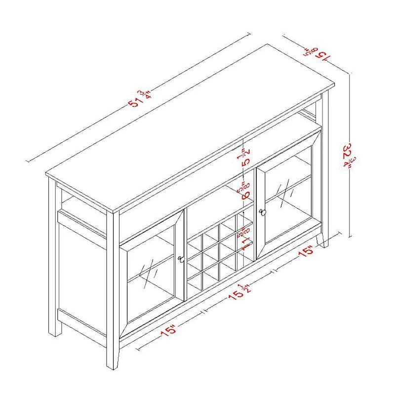 Concise Wooden Sideboard Wine Cabinet Buffet Table