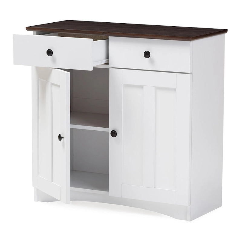Traditional White Wood Kitchen Storage Cabinet by Baxton Studio
