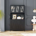 Large Kitchen Pantry Storage Cabinet with Glass Doors,Drawers & Open Shelves