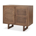 Grier Medium Brown Solid Wood w/ Cane Doors Accent Cabinet