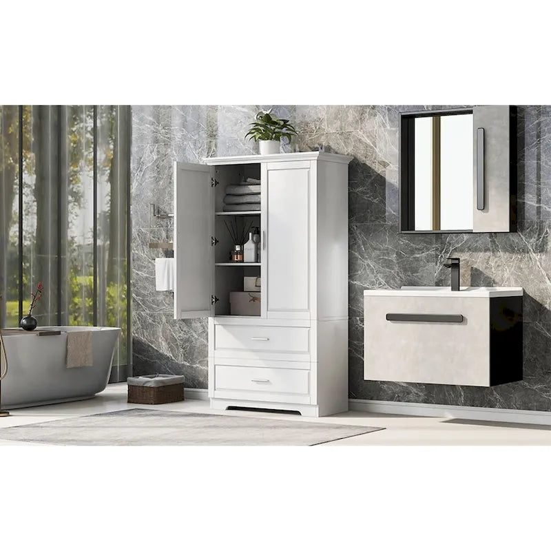 Bathroom Storage Cabinet with Two Doors Two Drawers