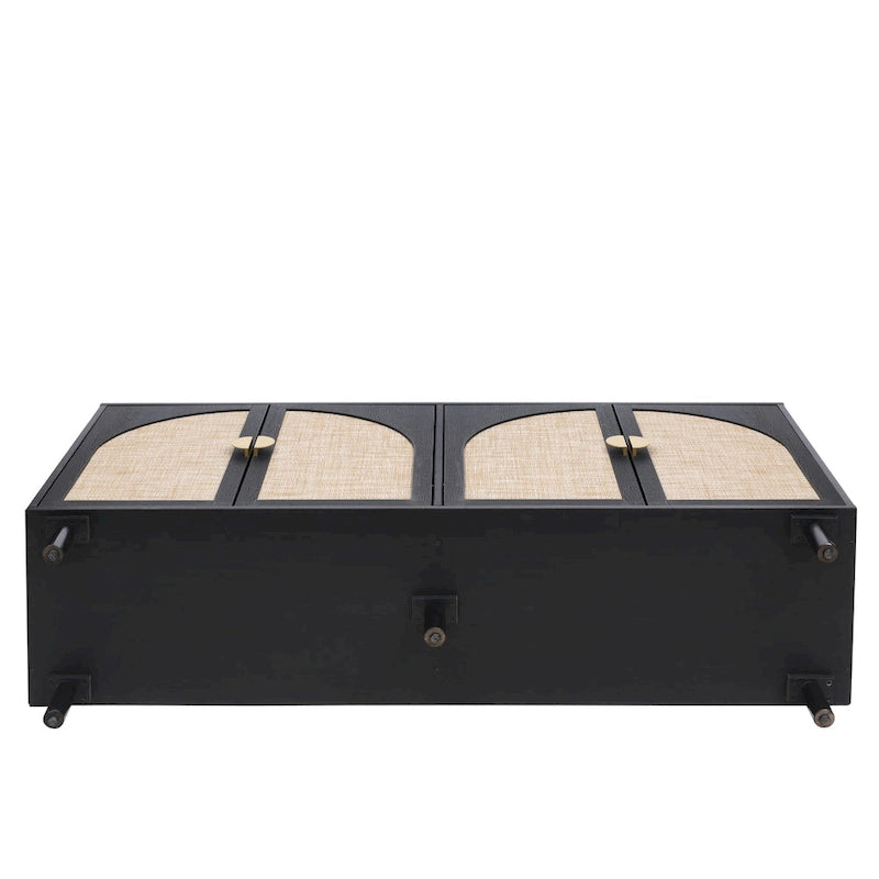 4 Door Rattan Storage Cabinet with Adjustable Shelves