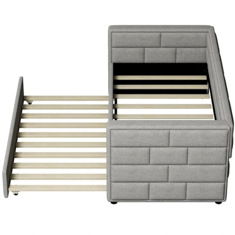Twin Size Daybed with Trundle in Gray
