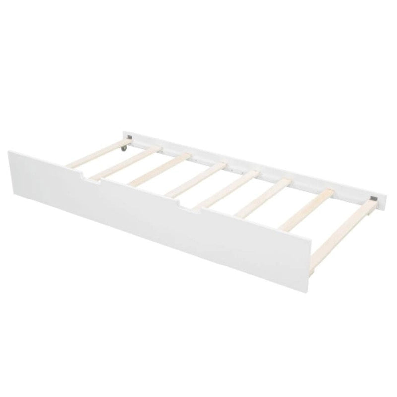 Wood Slat Support full size Daybed with Twin size Trundle in White