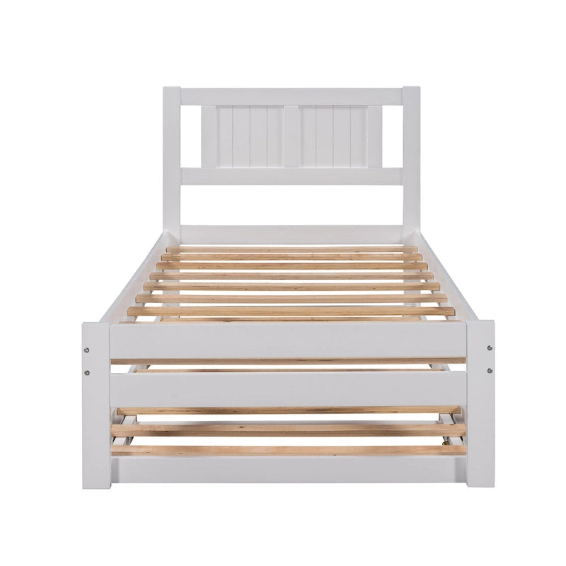 Full Size Platform Bed with Adjustable Trundle