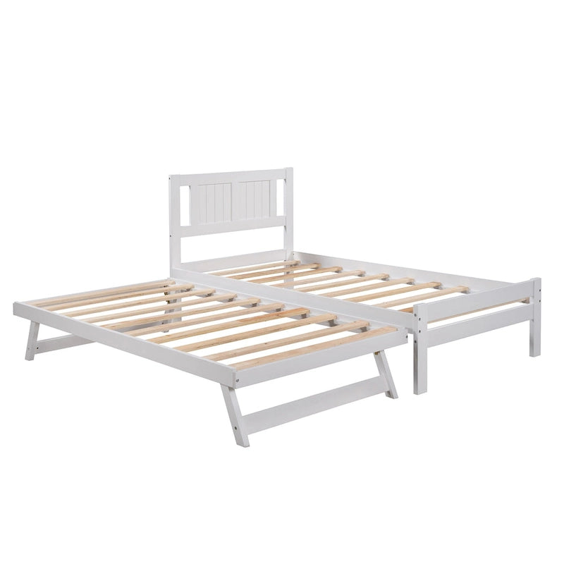 Full Size Platform Bed with Adjustable Trundle