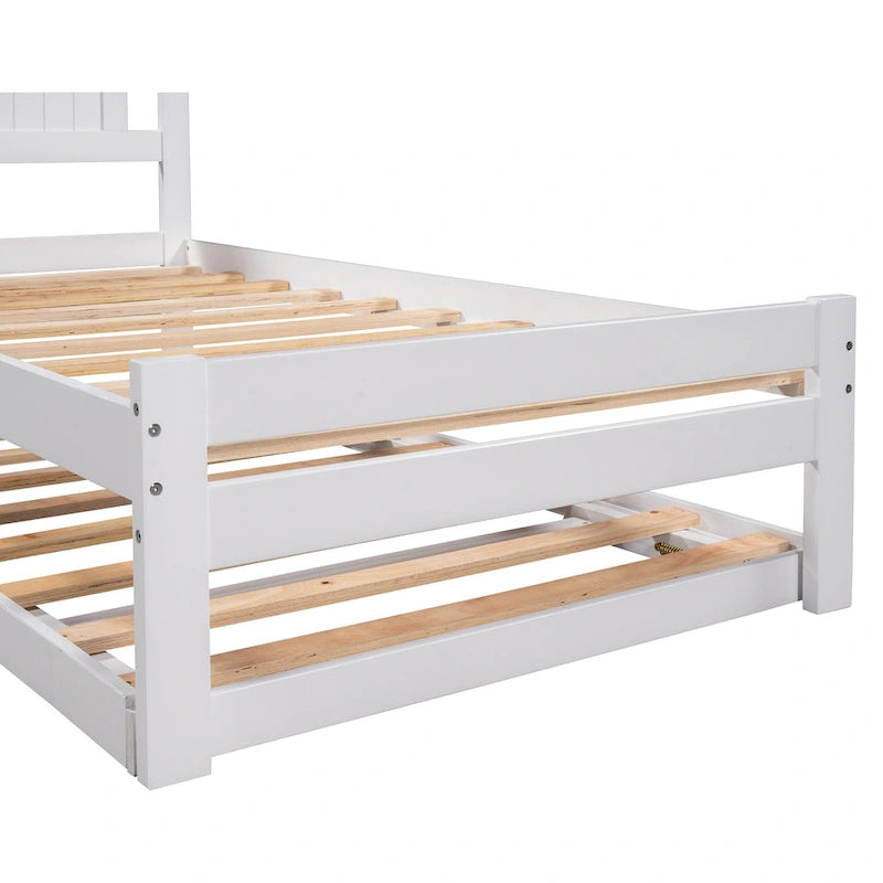 Full Size Platform Bed with Adjustable Trundle
