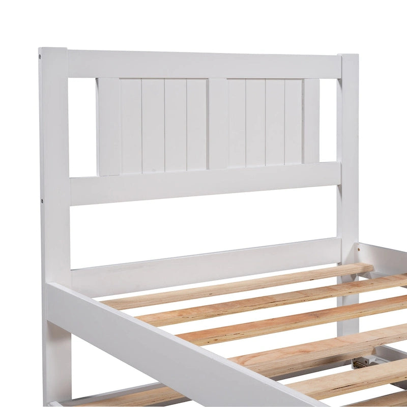 Full Size Platform Bed with Adjustable Trundle