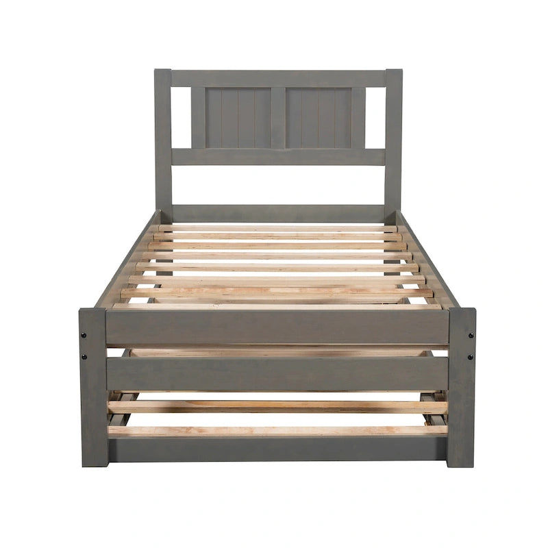 Full Size Platform Bed with Adjustable Trundle