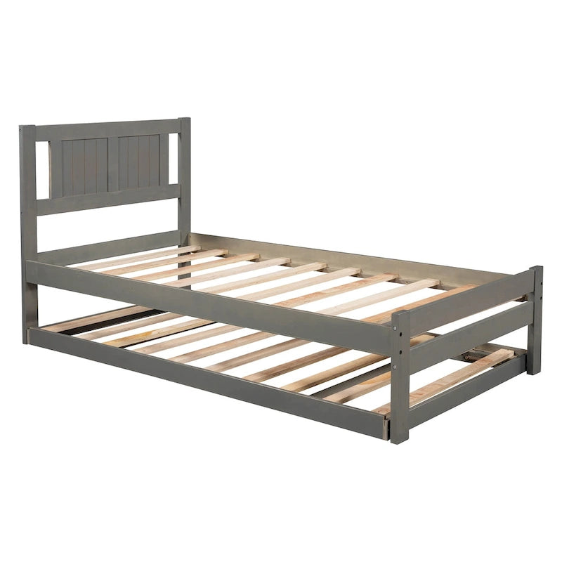 Full Size Platform Bed with Adjustable Trundle