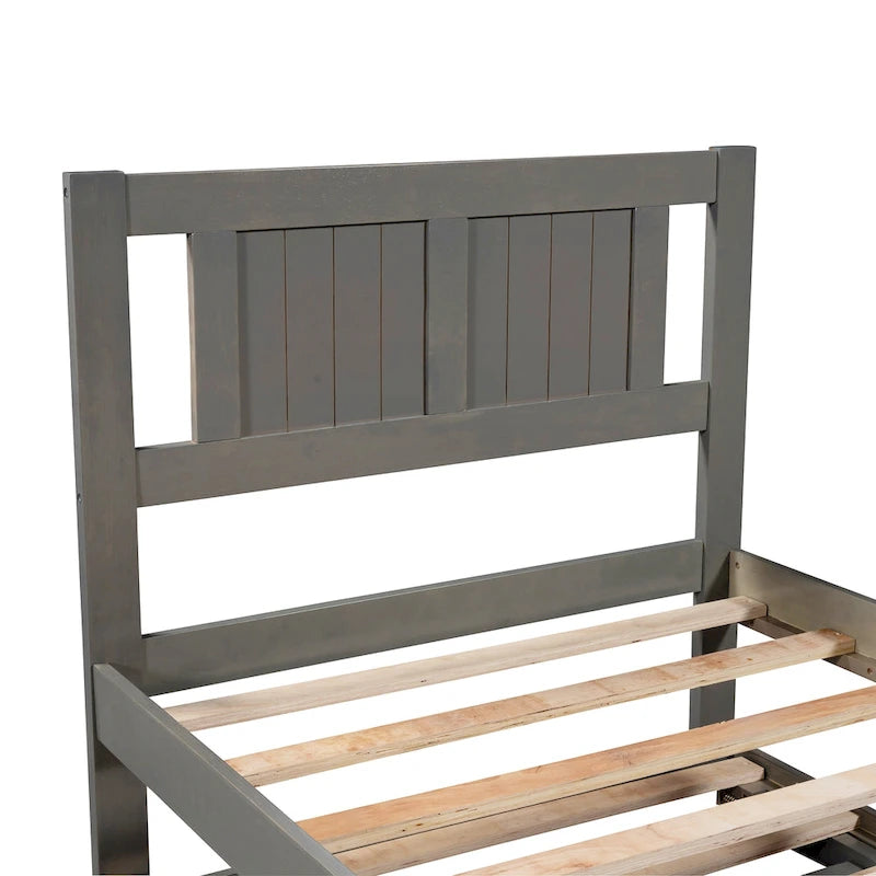 Full Size Platform Bed with Adjustable Trundle