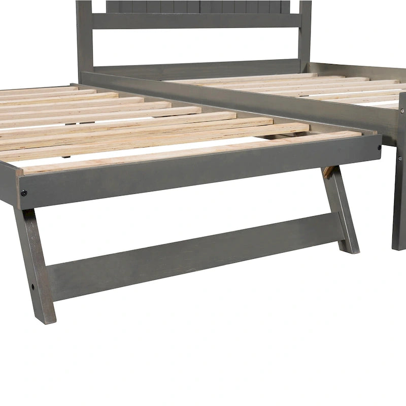 Full Size Platform Bed with Adjustable Trundle