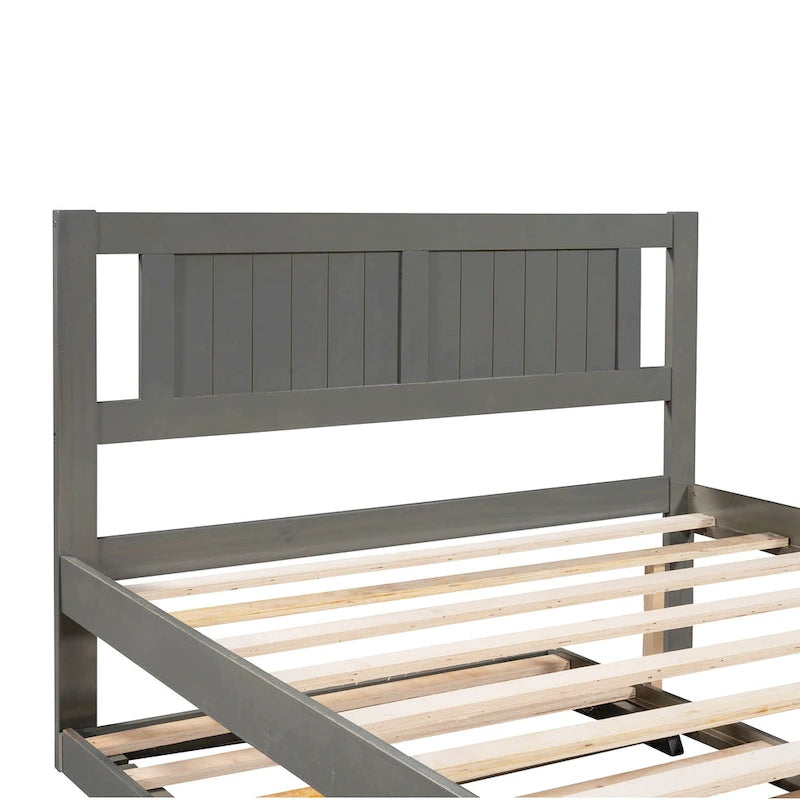 Full Size Platform Bed with Adjustable Trundle