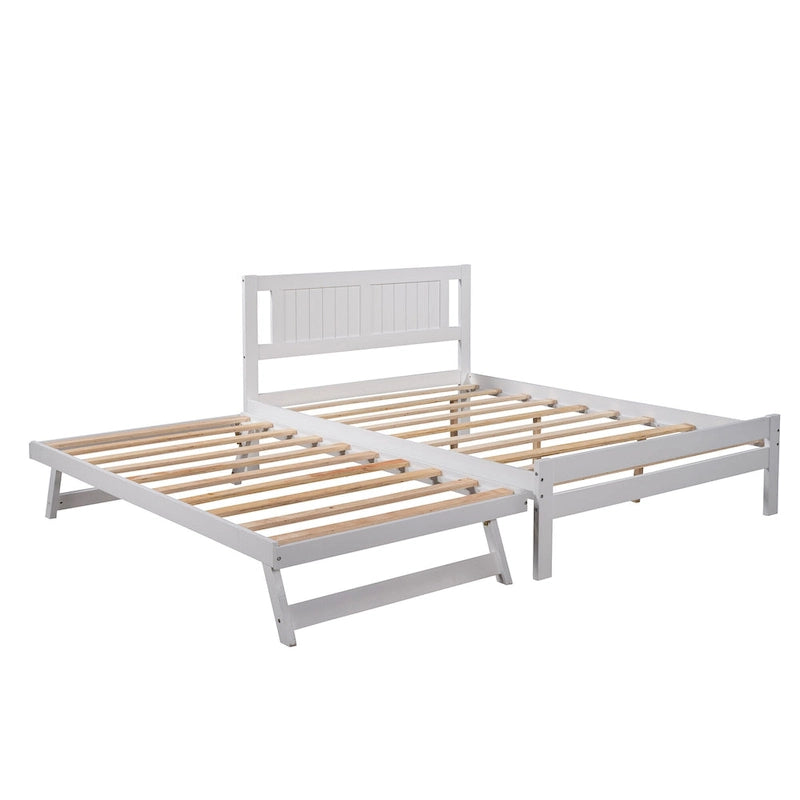 Full Size Platform Bed with Adjustable Trundle