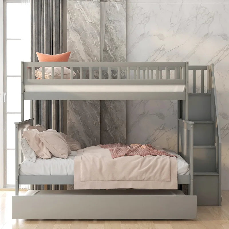 Bunk Bed with Trundle and Staircase
