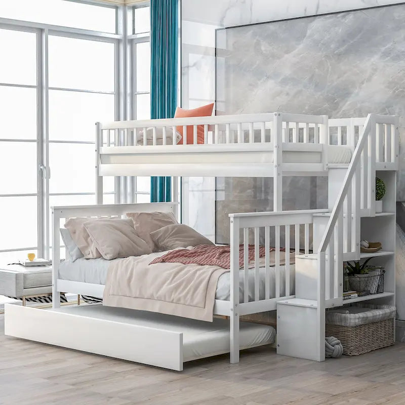 Bunk Bed with Trundle and Staircase