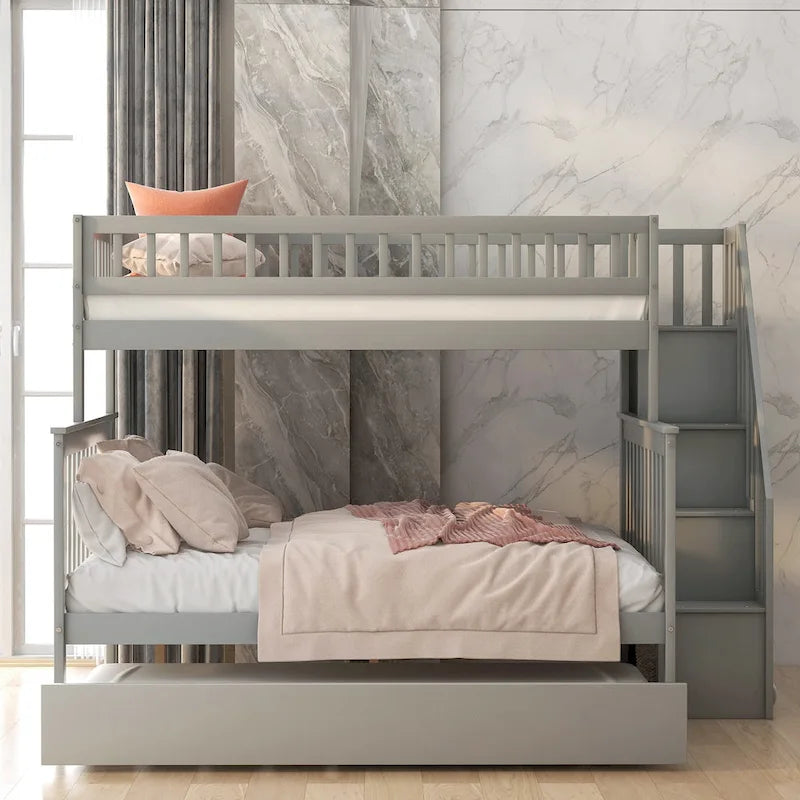Bunk Bed with Trundle and Staircase